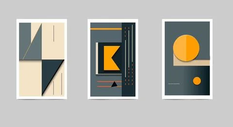 Abstract posters in brutalist style with geometric shapes. Stock Illustration