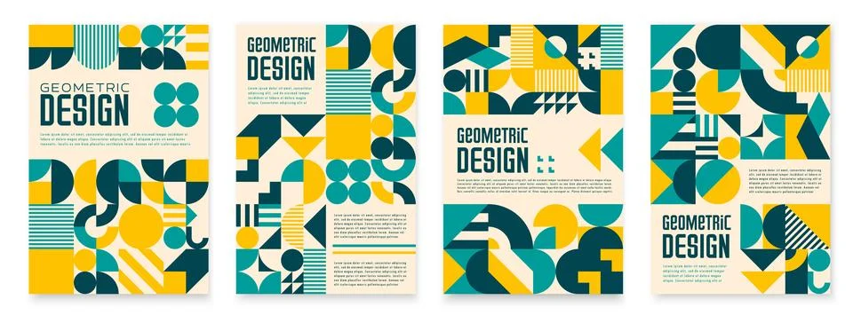 Abstract posters with geometric shapes patterns Illustrazione stock