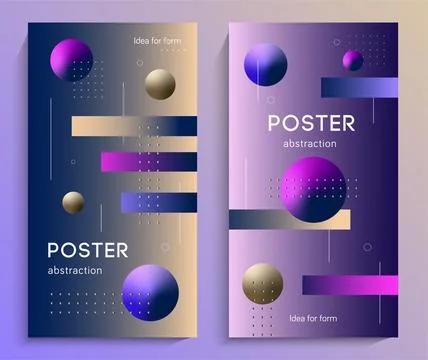 Abstract posters with gradient and balls. Tech cover,futuristic banner, futur Illustrazione stock