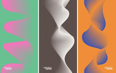 Abstract posters set with wavy flowing liquid shapes and gradient backgrounds Stockillustratie