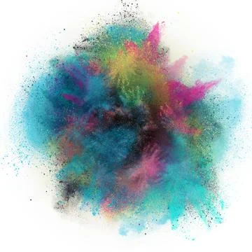 Abstract powder splatted background. Colorful powder explosion on white bac.. Stock Photos