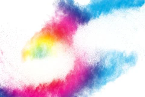 Abstract powder splatted on white background. Stock Photos