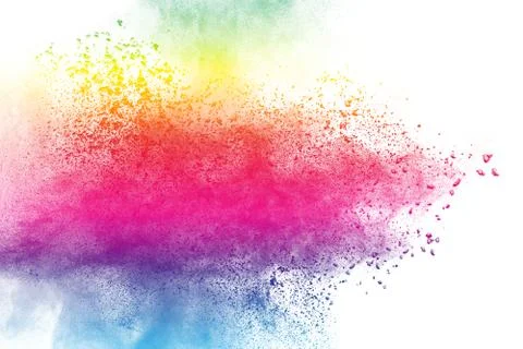Abstract powder splatted on white background Stock Photos