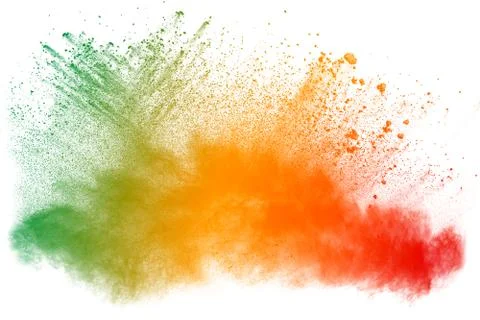 Abstract powder splatted on white background. Stock Photos