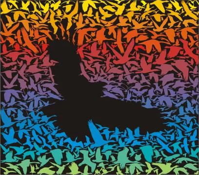 Abstract predator bird and its prey Stock Illustration