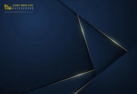 Abstract premium gradient classic blue template overlap with gold glitters Stock Illustration