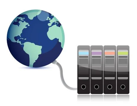Abstract presentation of the server on earth Illustrazione stock