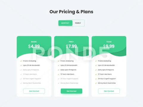 Abstract pricing table ui design Modello PSD