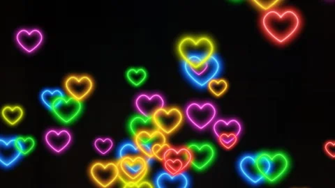 Abstract pride background with lgbt colored hearts flying high, symbols of unity Stock Footage 262774511