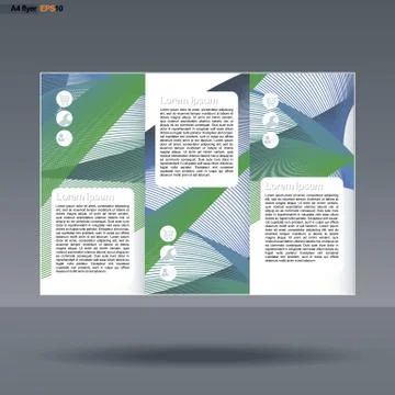 Abstract print A4 design in 3 parts, with colored lines with people, service Illustrazione stock