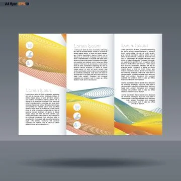 Abstract print A4 design in 3 parts, with colored lines with people, service Illustrazione stock