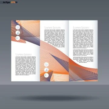 Abstract print A4 design in 3 parts, with colored lines with people, service Illustrazione stock