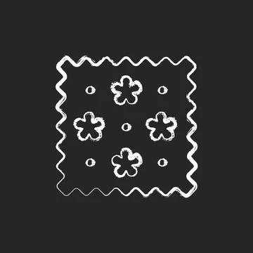 Abstract print pattern on fabric chalk white icon on black background Stock Illustration