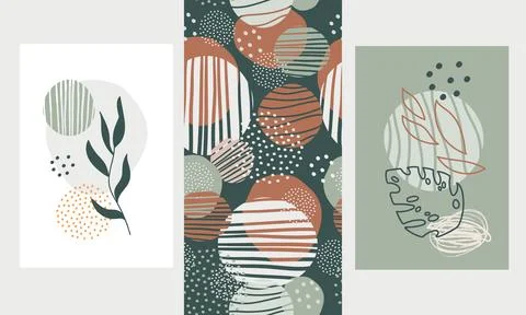 Abstract prints and pattern for boho aesthetic interior vector Illustrazione stock