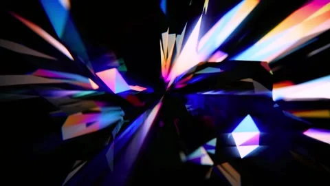 Abstract Prism Light Refraction With Glowing Geometric Patterns On Deep Dar.. Video stock 347155078