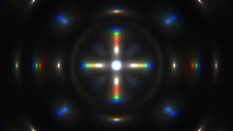 Abstract prismatic diffraction light pattern loop with rainbow rings and optical Stock Footage 328539647