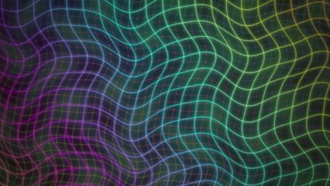 Abstract Prismatic Wavy Grid with Rainbow Glowing Lines Seamless Loop Stock Footage 346829366