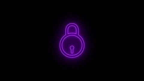 Abstract privacy protection sign with flat safety lock animation on black bg Stock Footage 340910955
