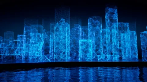 Abstract proccess of skyscrapers construction. City Tall buildings wireframe. 動画素材 202280452