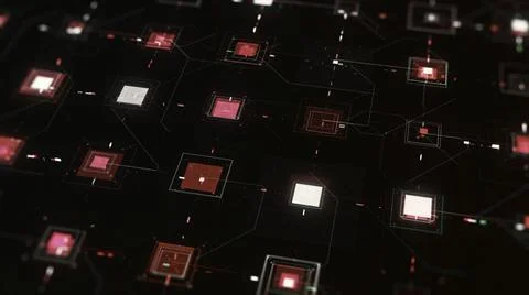 Abstract process of digital data transmission. Animation. Futuristic circuit Stock Illustration