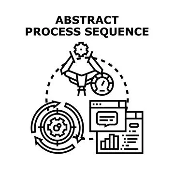 Abstract process sequence achieving business optimization development Illustrazione stock