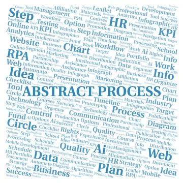 Abstract Process typography word cloud create with the text only. Stock Illustration