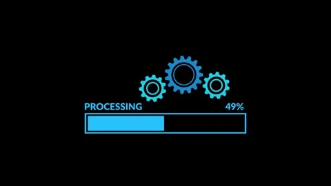 Abstract Processing bar with gear icon animation Video on Black background. Stock Footage 324816413