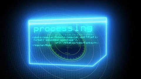 Abstract processing digital high tech hexagons concept background. Stock Illustration