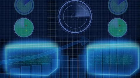 Abstract processing digital high tech hexagons concept background. Stock Illustration