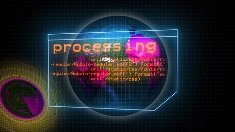 Abstract processing digital high tech hexagons concept background. Stock Illustration