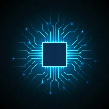 Abstract processor, computer digital chip, printed circuit board. Artificial Stockillustratie