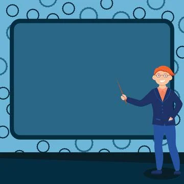 Abstract Professor Giving Lectures Explaining Reporting Concept Bulletin Board Stock Illustration