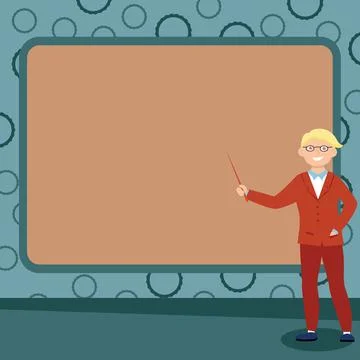 Abstract Professor Giving Lectures Explaining Reporting Concept Bulletin Board Stock Illustration