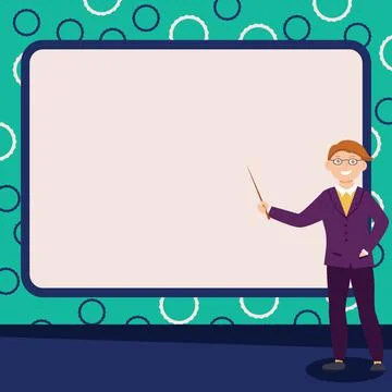 Abstract Professor Giving Lectures Explaining Reporting Concept Bulletin Board Stock Illustration
