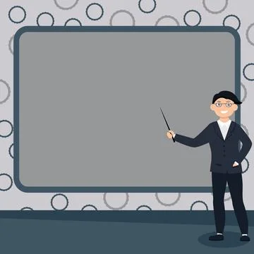 Abstract Professor Giving Lectures Explaining Reporting Concept Bulletin Board Stock Illustration