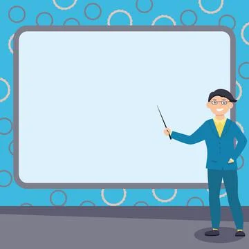 Abstract Professor Giving Lectures Explaining Reporting Concept Bulletin Board Stock Illustration