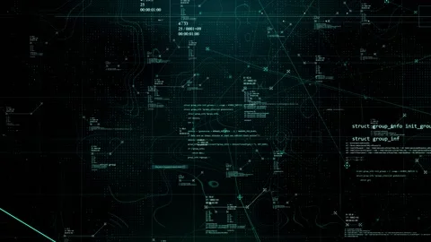 Abstract program code are written and moved in the virtual space. Technology Stock Footage 135181048