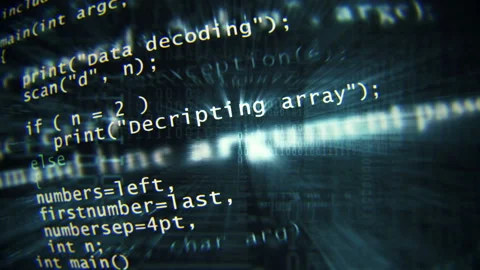 Abstract program code in the virtual space Stock Footage 143129729