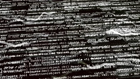 Abstract program code is written on the screen, seamless loop. Animation Stock Footage 155149991