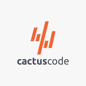 Abstract programmer cactus code logo icon vector template on white background Stock Illustration