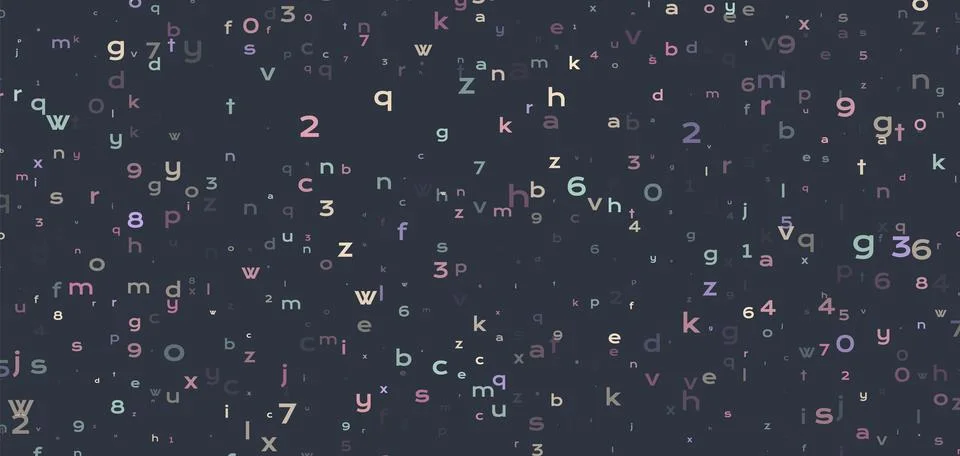 Abstract Programming Background with Numbers and Letters on Dark Stock Illustration