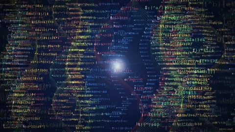 Abstract Programming Code Background with Scrolling Digital Data and Network Video stock 341453737