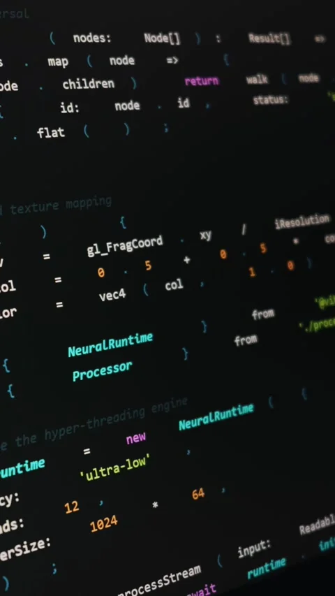 Abstract Programming Code Snippets on Dark Screen for Neural Network Development Stock Footage 334731844