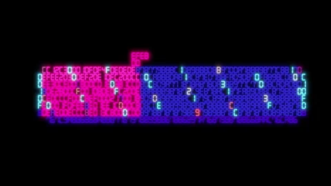Abstract progress bar loading with glowing hexadecimal code Stock Footage 346141223