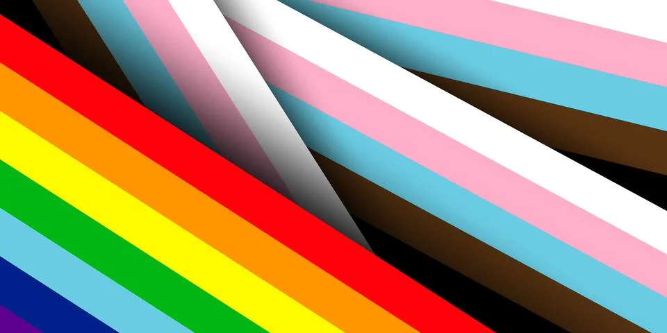 Abstract progress pride flag background. Vibrant overlapping rainbow stripes Stock Illustration