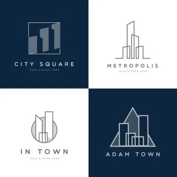 Abstract Property Logo Design Set Stock Illustration