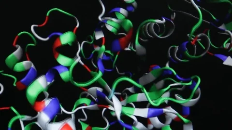 Abstract Protein Structure Animation for Scientific Research Stock Footage 75601033