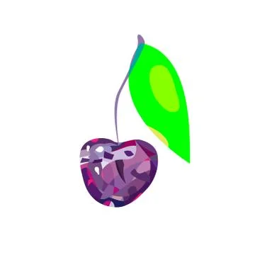 Abstract pseudo polygon style cherry, vector cherry icon, isolated cherry Stock Illustration