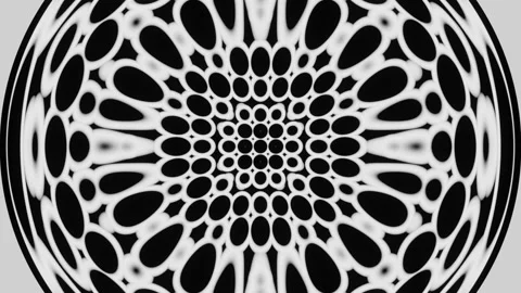 Abstract psychedelic animation of lines and shapes in black and white Stock Footage 203367404
