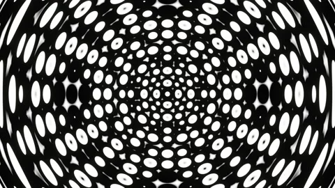 Abstract psychedelic animation of lines and shapes in black and white Stock Footage 203922424